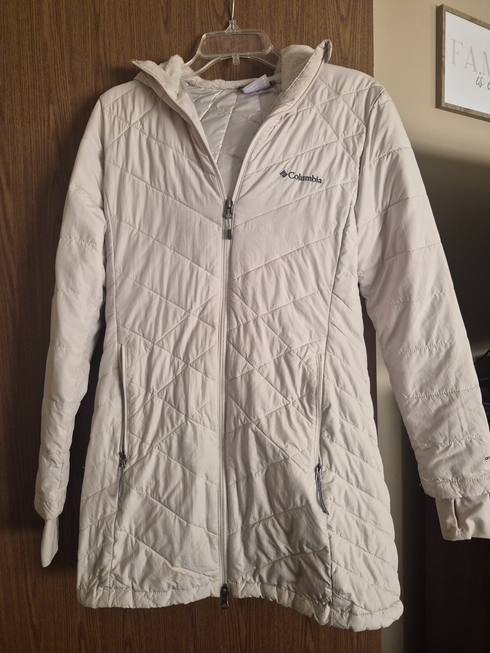 Columbia Women's Cream Hooded Quilted Puffer Coat